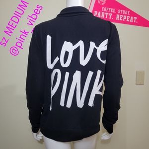 VS Pink M Black Campus Half Zip Logo Pullover